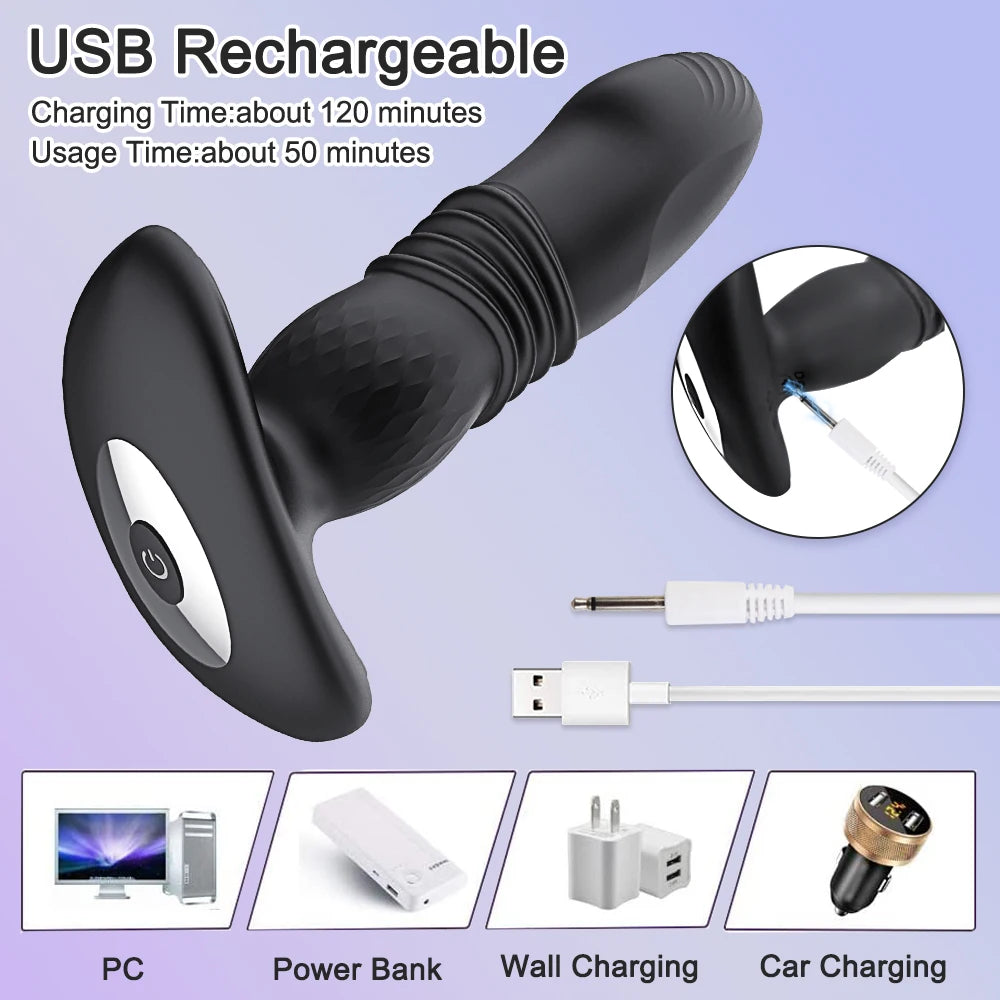 Wireless Remote Telescopic Vibrating Anal Plug