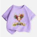 Girls’ Flower Graphic Cotton T-Shirt