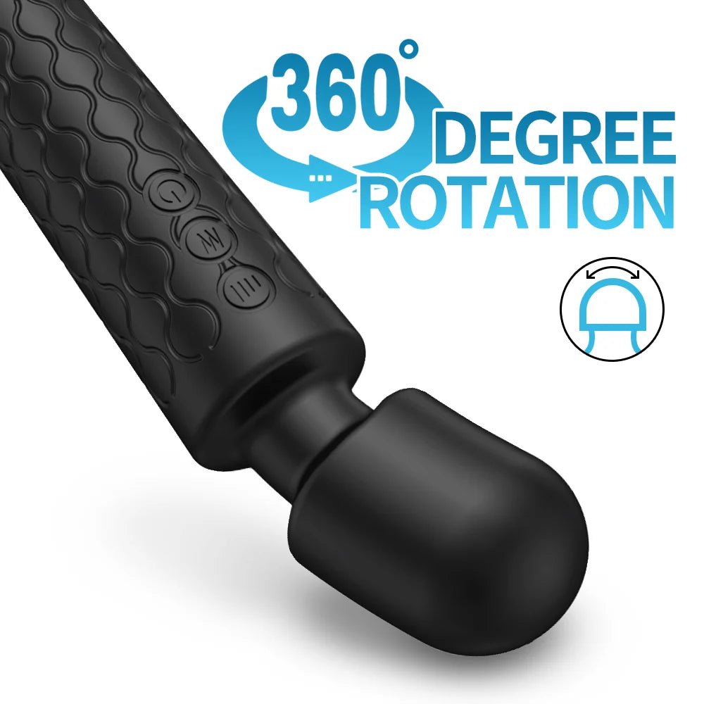 Waterproof Rechargeable Wand Vibrator – 20 Modes/8 Speeds