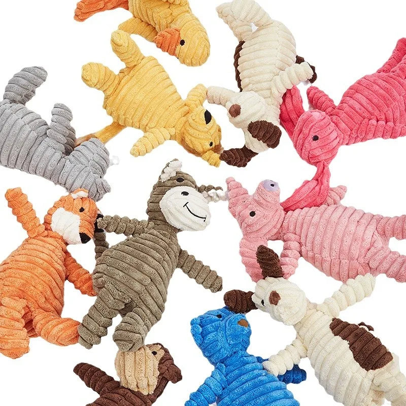 Corduroy Dog Toys Animal Plush Toys for Dog Squeaky Toys Dog Supplies Puppy Chew Toys Bite Resistant Dog Toys Pet Accessories