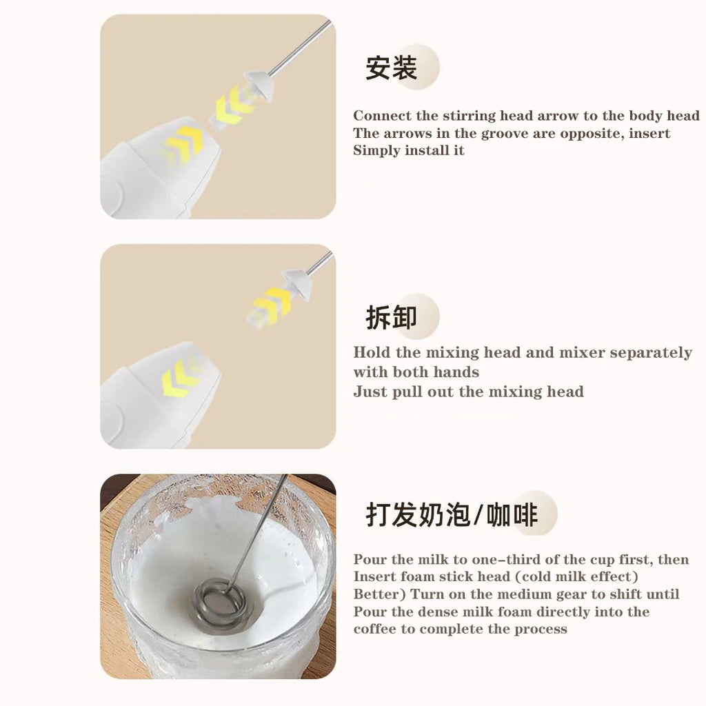 3-Speed USB Rechargeable Hand Mixer