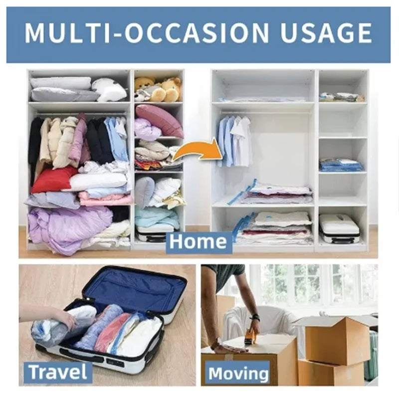 Vacuum Bag for Clothes, Air Vacuum Bag with Pump, Travel Essentials, Space Saver Bags for Comforters Blankets Storage Organizer