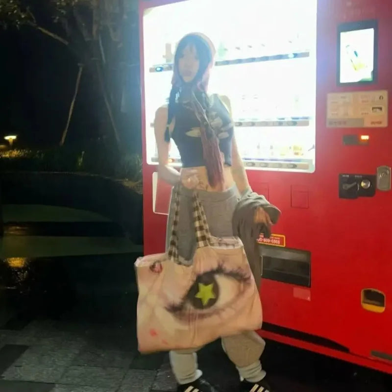 Y2K Eye Print Large Shoulder Bag