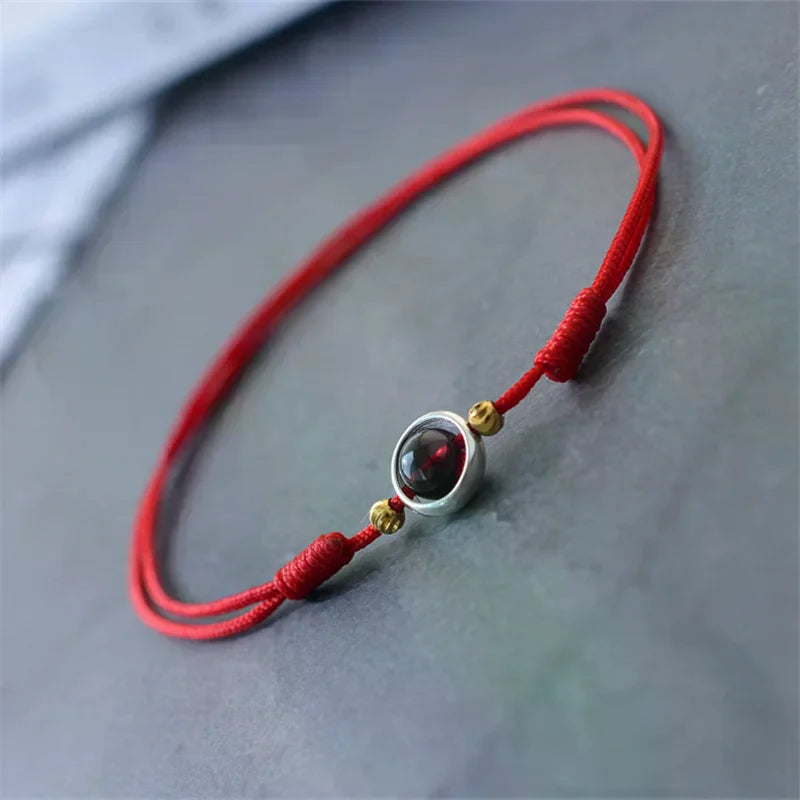 Garnet Beaded Anklet, Jewelry, Accessories, Women's Red Rope Tether, Red Garnet, Korean Version Simple Personality Anklet