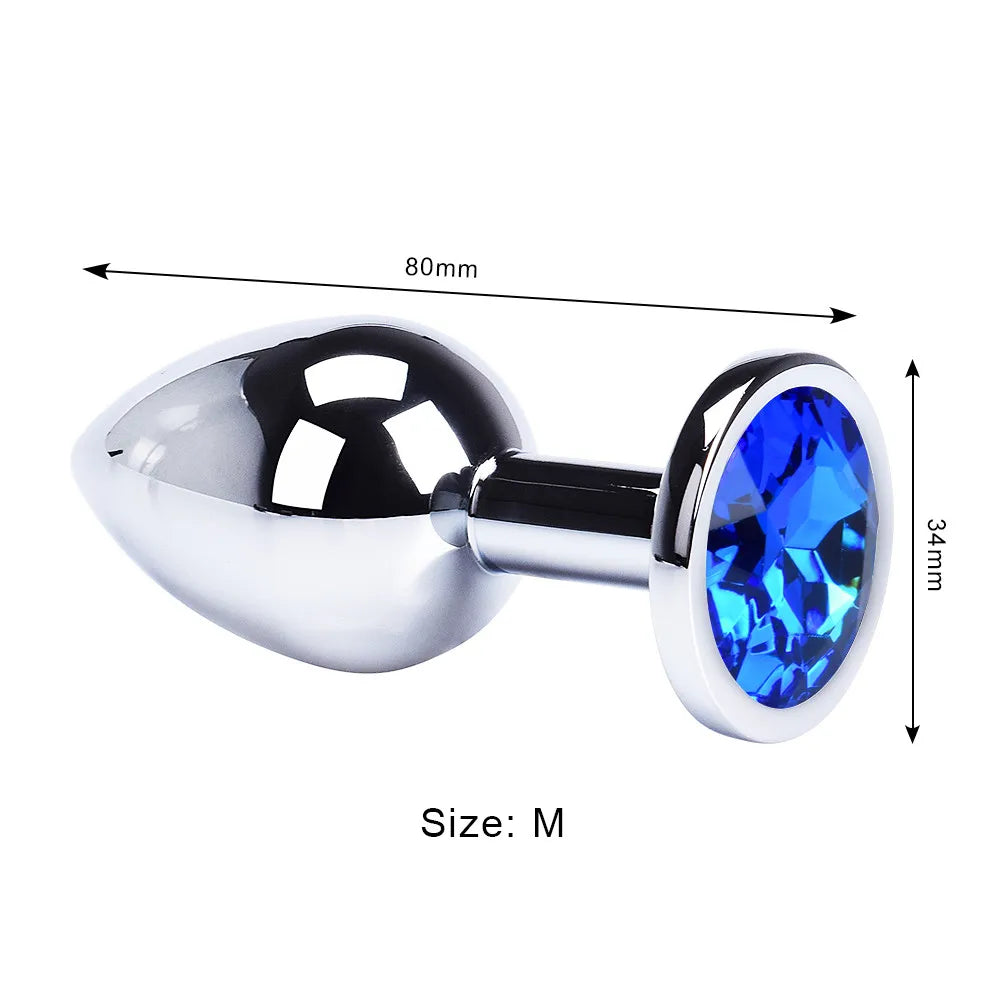 Colored Crystal Stainless Steel Anal Plug – 3 Sizes