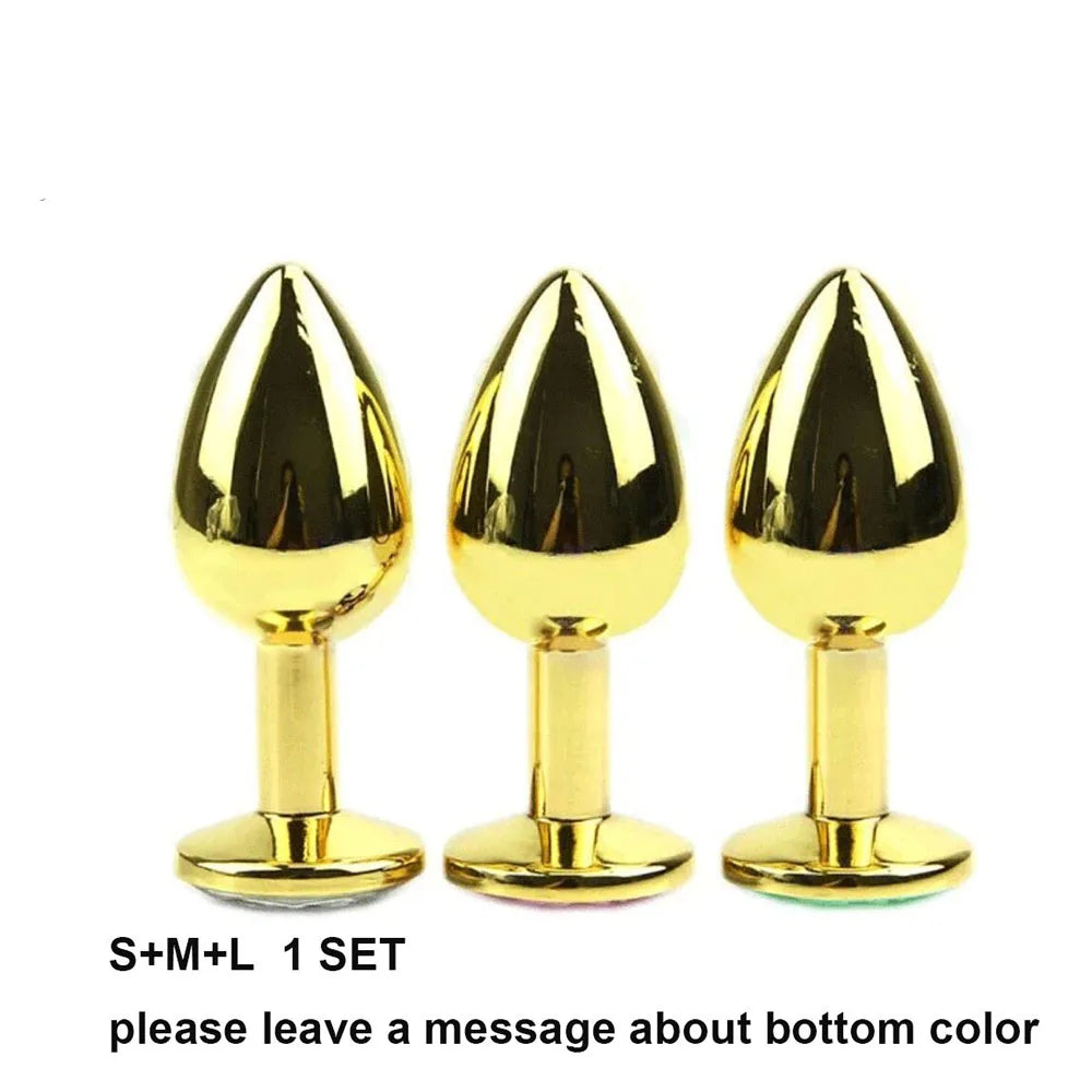 3-Piece Diamond-Base Metal Anal Plug Set