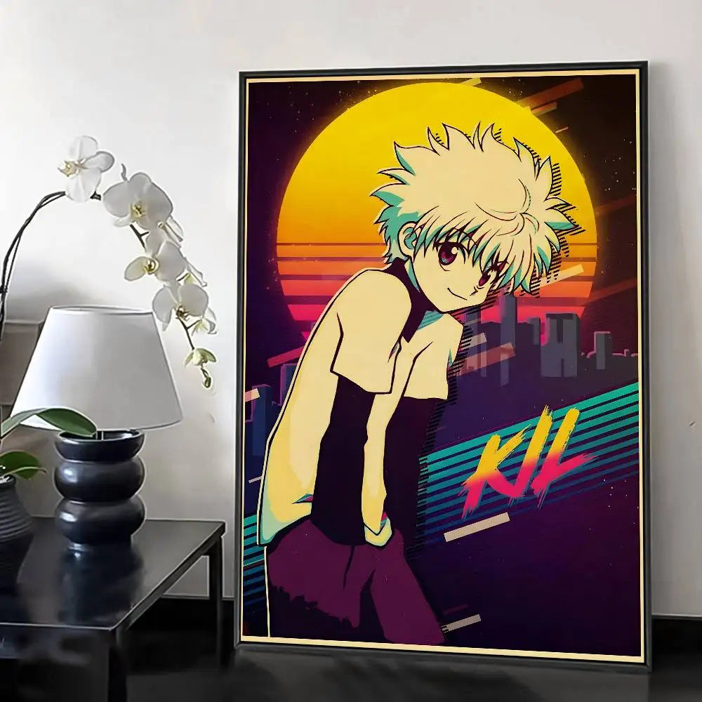 H-HunterXHunter Retro Poster HD Art Sticky Wall Waterproof Home Living Room Bedroom Bar Aesthetic Decoration