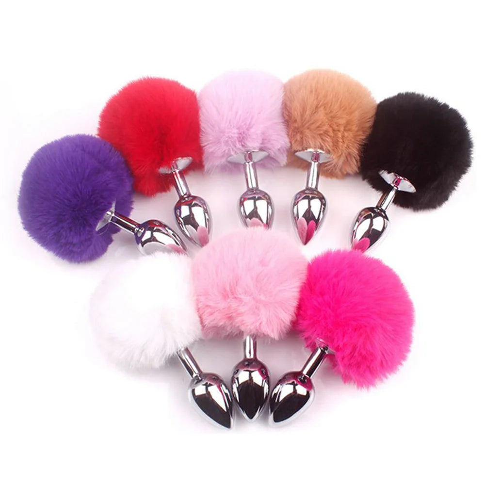 Stainless Steel Rabbit Tail Anal Plug