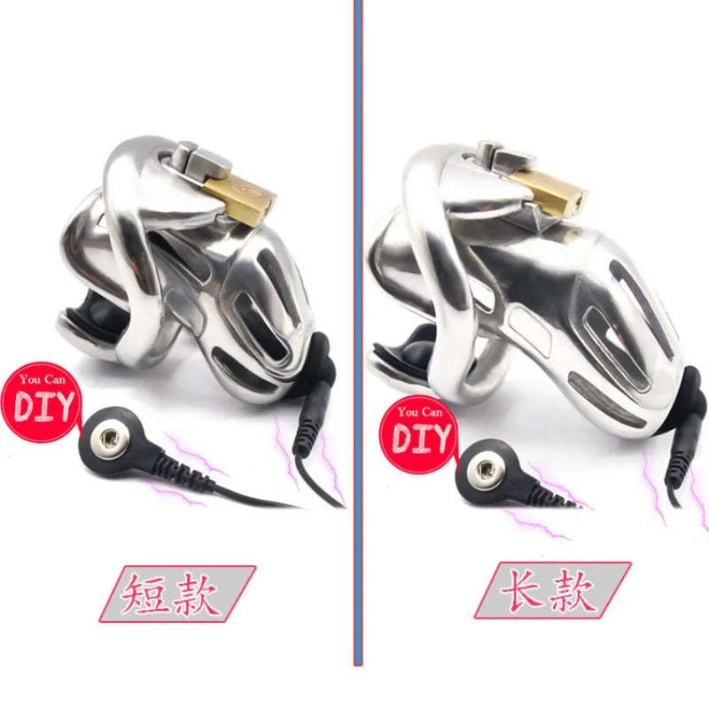 Modular Stainless Steel Electro-Stimulation Chastity Cage