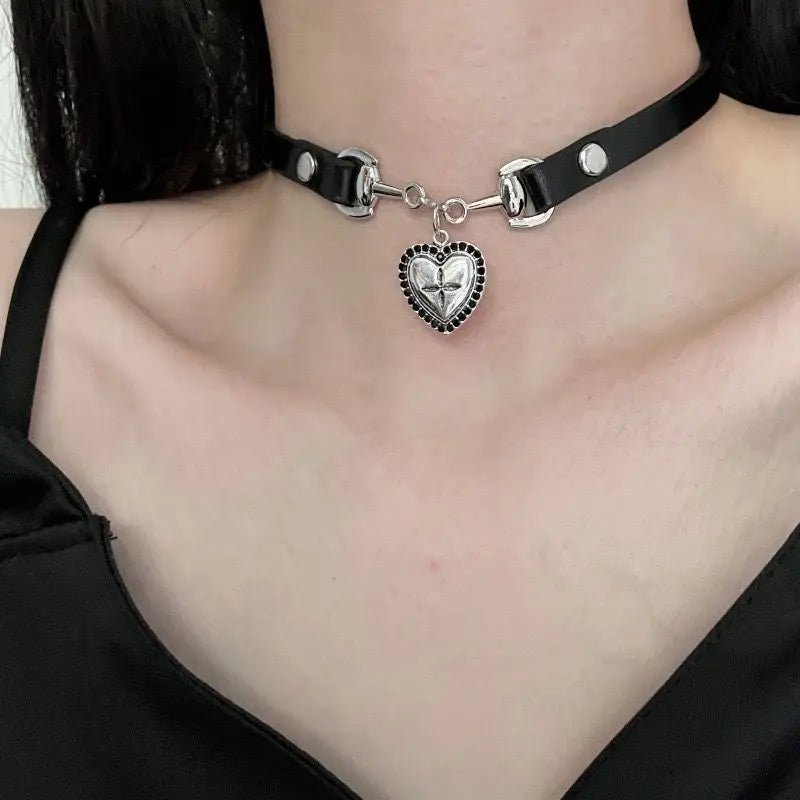 Gothic Butterfly, Bow & Heart Choker Necklace