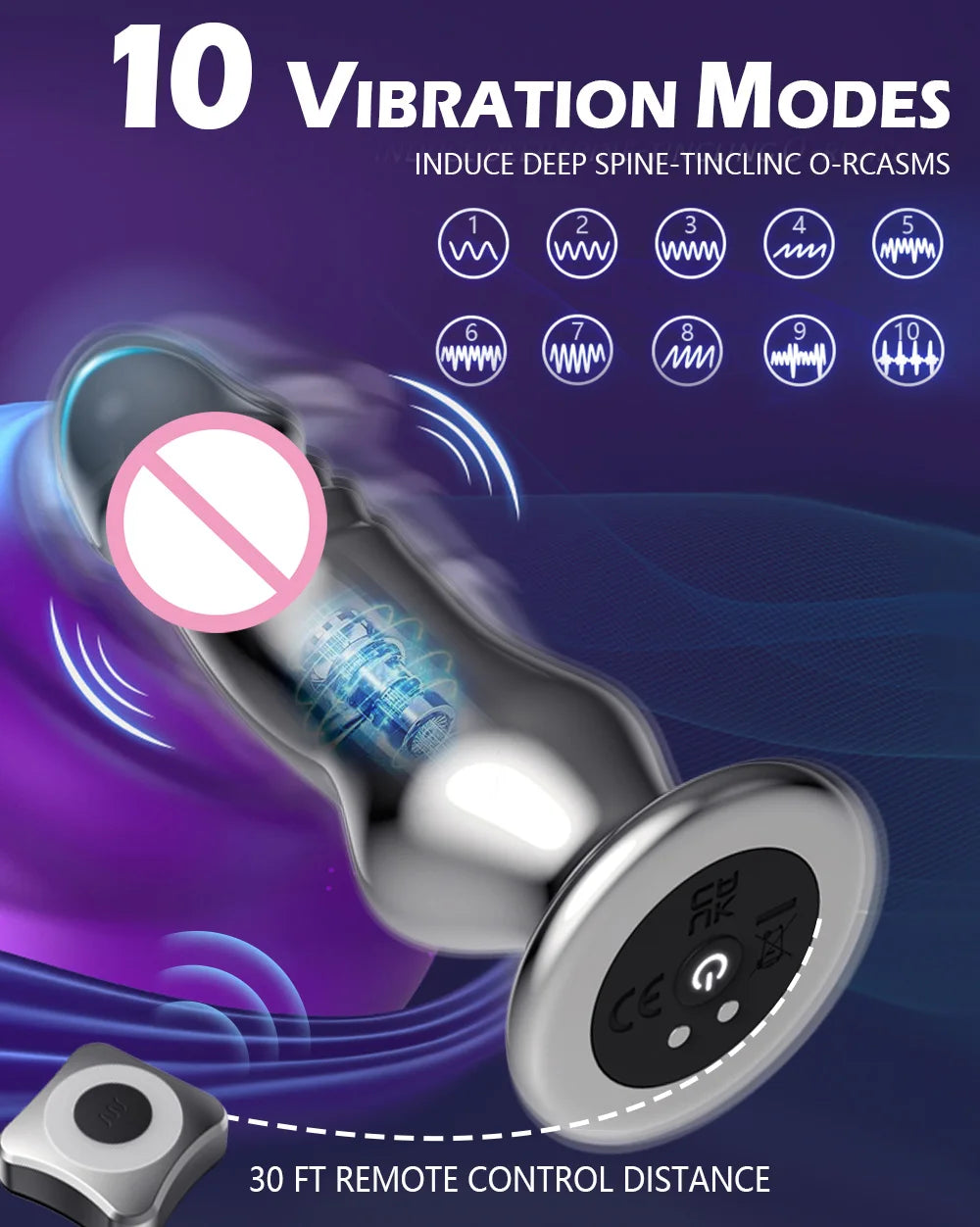 Remote-Control Vibrating Stainless Steel Anal Plug