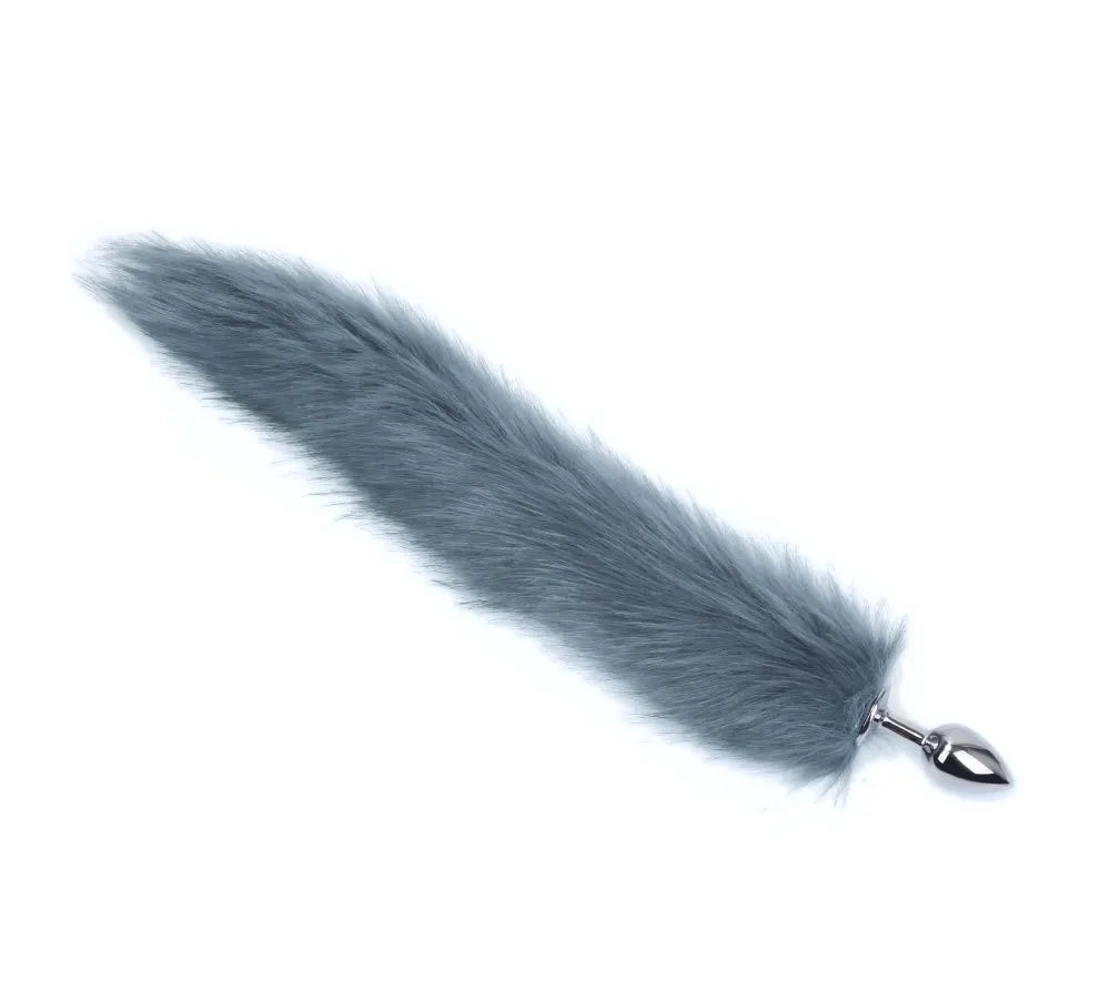 Black Wolf Fox Tail Stainless Steel Anal Plug