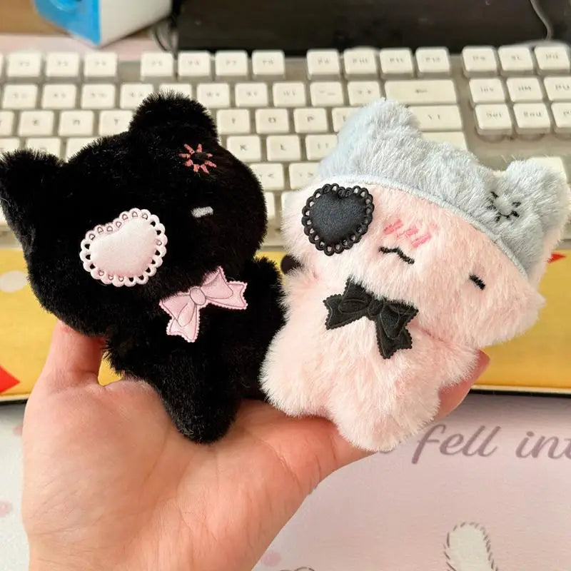 Plush Black & Pink Cat Bag Charm Keychain