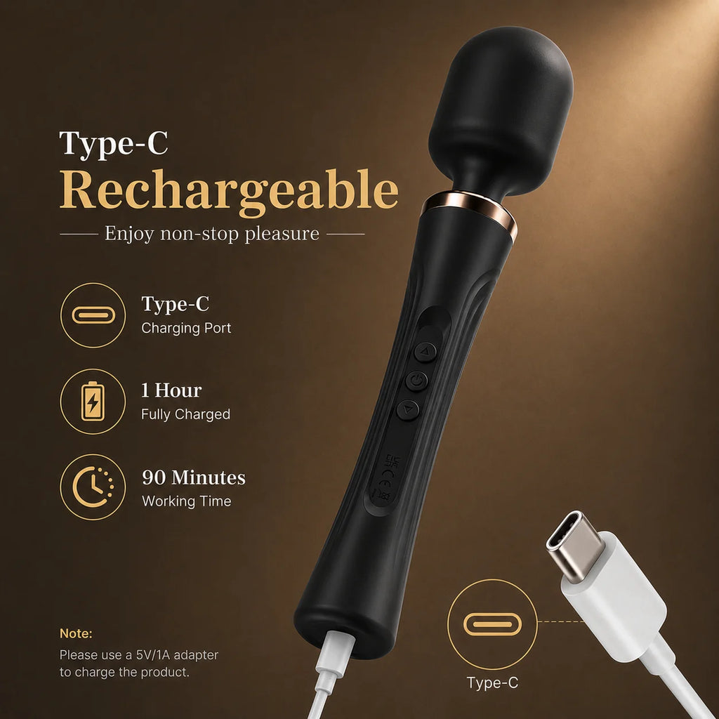 USB-Rechargeable Large Magic Wand Vibrator