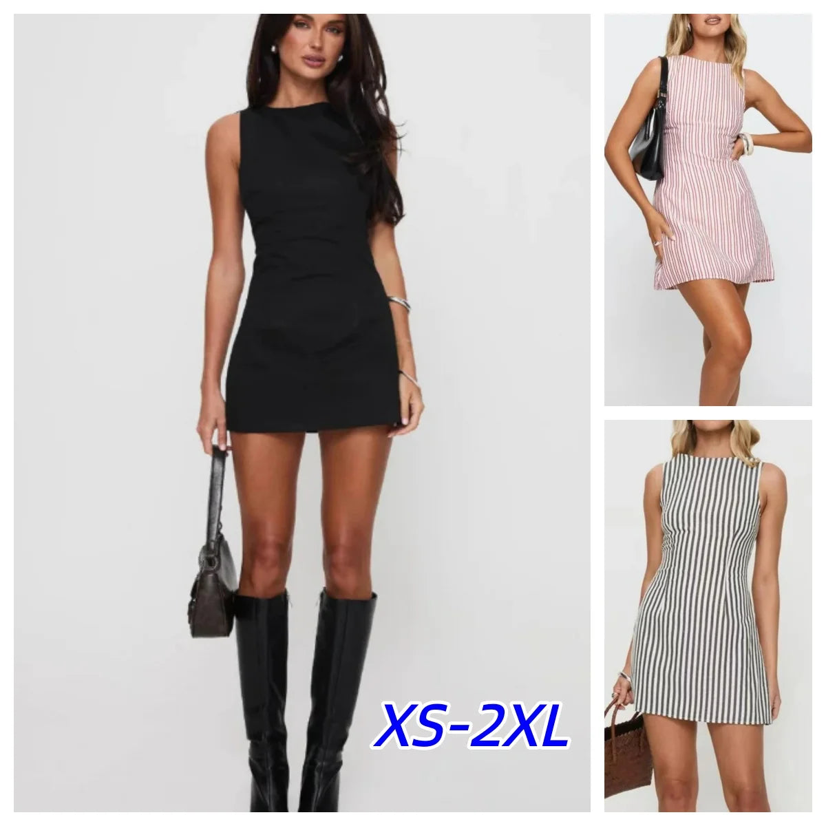 Summer New Dresses For Women Casual Fashion Striped Print Dress Crew Neck Sleeveless Vestido Mujer Dress Elegante Women Clothing