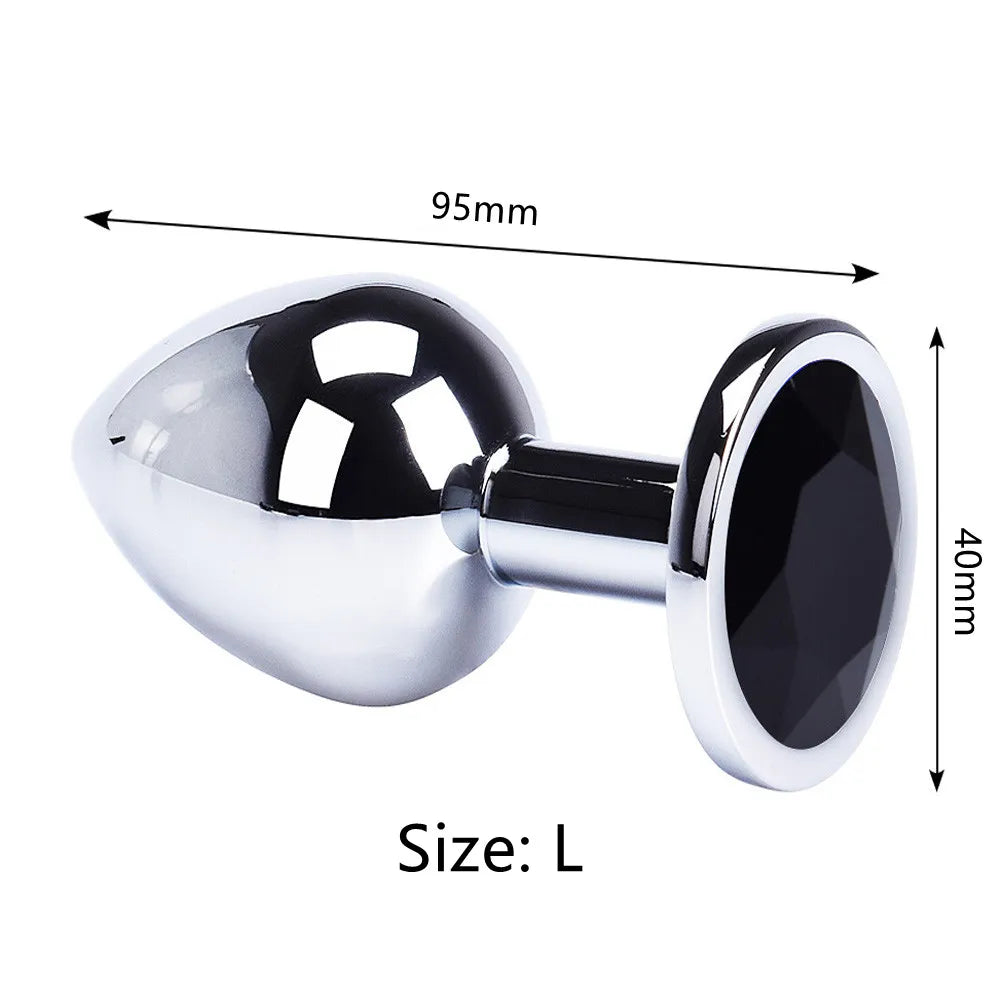 Colored Crystal Stainless Steel Anal Plug – 3 Sizes