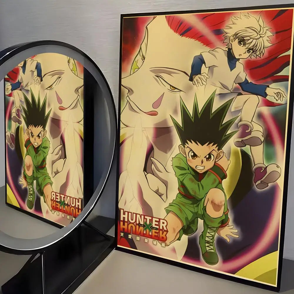 Anime H-Hunter X Hunter Poster Stickers Mural Painting Self-Adhesive Wall Decals for Bedroom Living Room Home HD Decor Gift