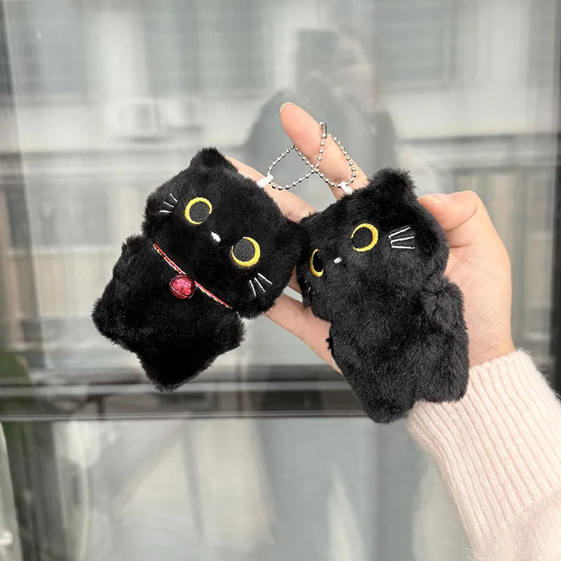 Black Cat Plush Keychain with Scarf