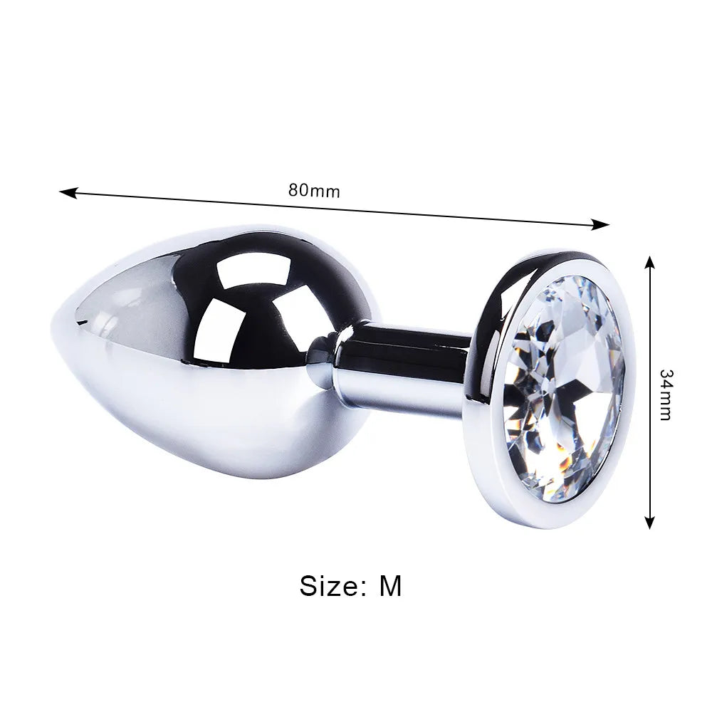 Colored Crystal Stainless Steel Anal Plug – 3 Sizes