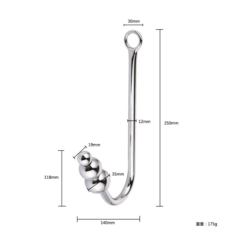 Stainless Steel Anal Hook with Beads