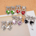 Pink Heart & Bow Drop Earrings