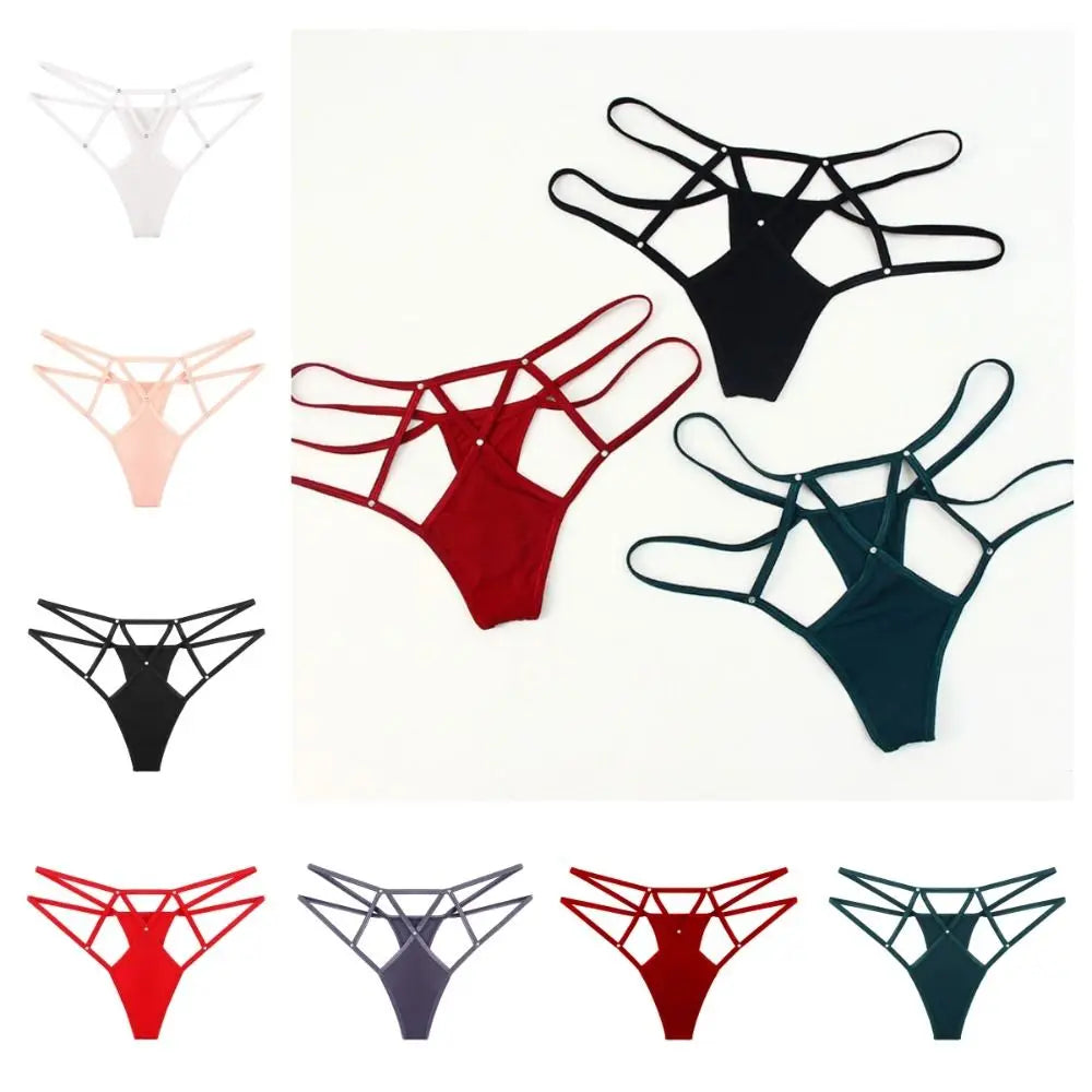Lingerie Elastic Sexy Hollow Out Thongs Y2k Underpants Sexy G Strings Low-Waist Briefs Nylon Ice Silk Panties Underwear