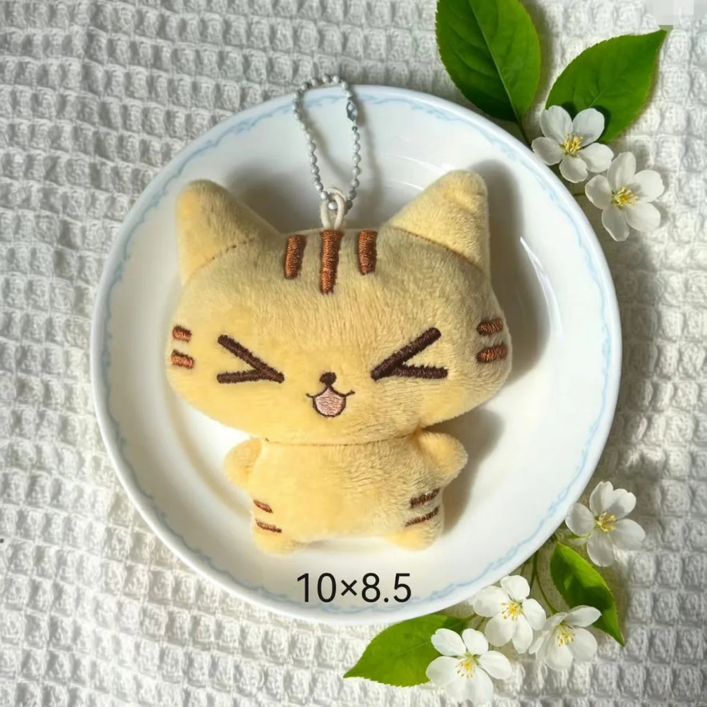 Strawberry Cat Retro Plush Bag Charm Keychain