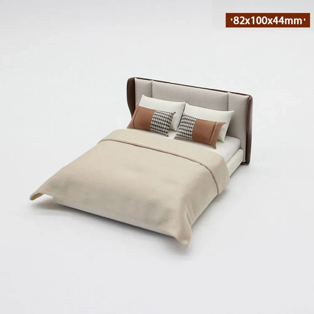 Miniature Dollhouse Bed & Bedside Table Set