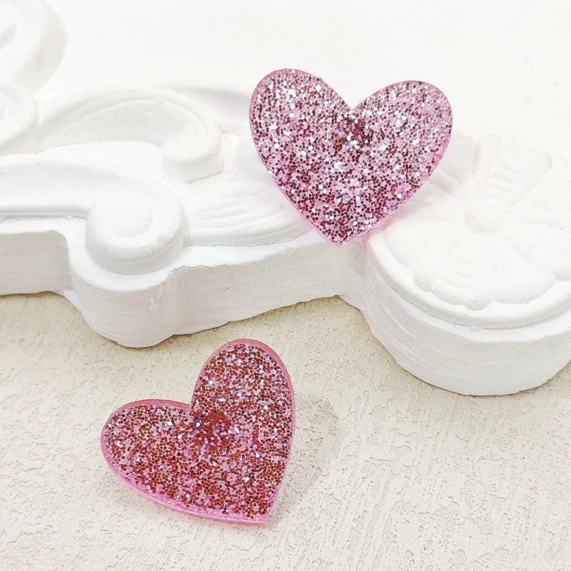 Glitter Peach Heart Acrylic Earrings