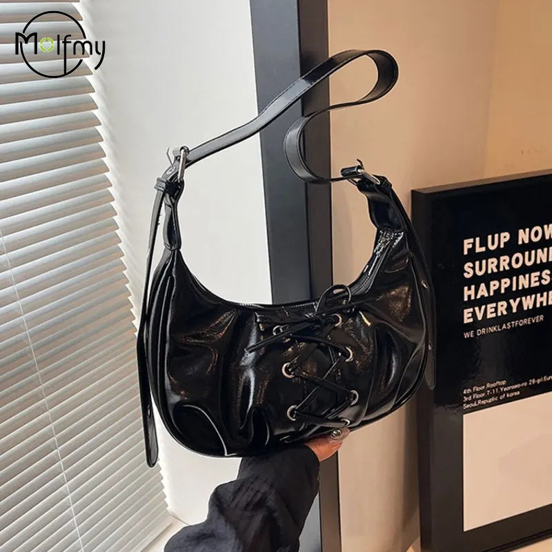 Y2K Shiny Bow Shoulder Bag
