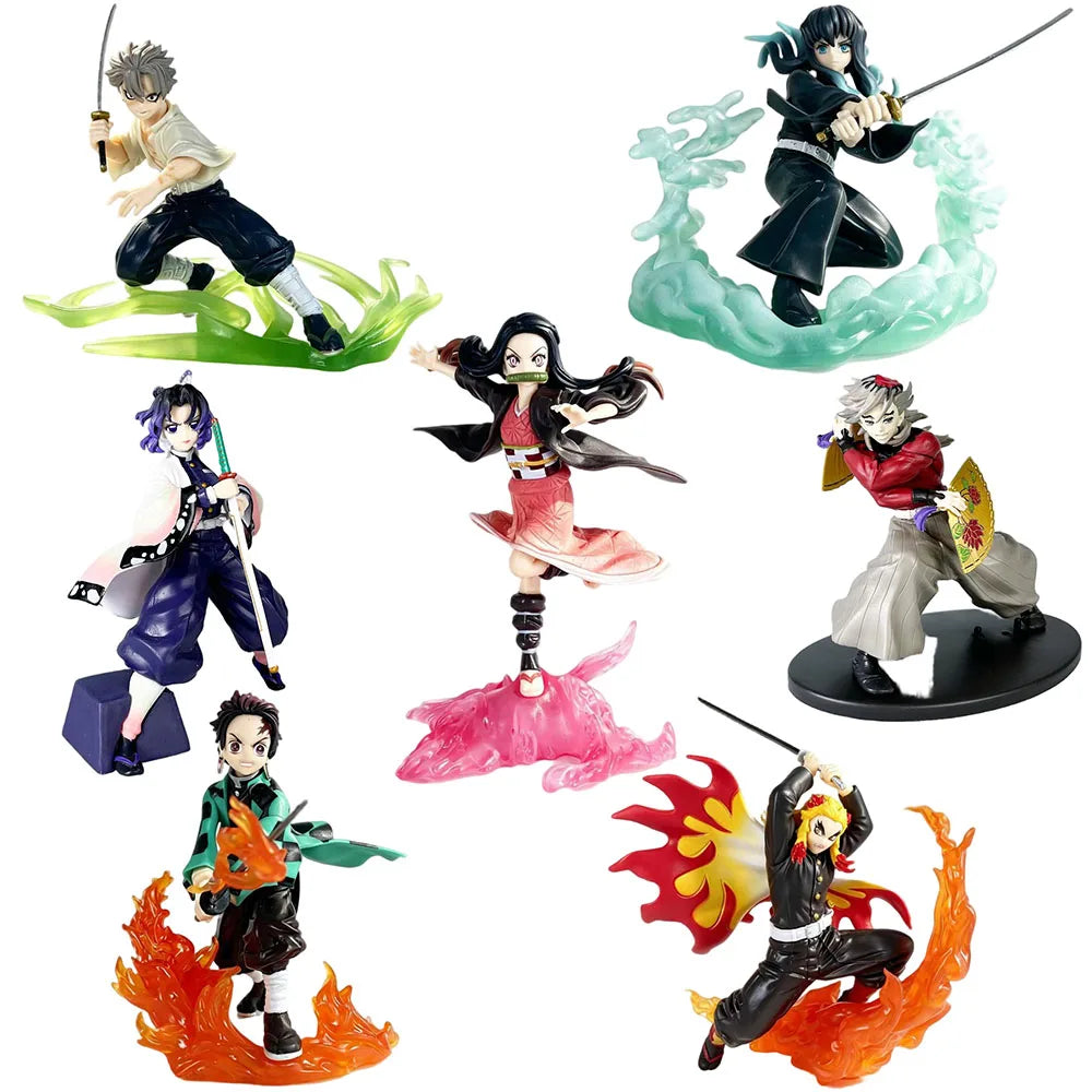 Demon Slayer Anime Character Kamado Tanjirou Iguro Obanai Nezuko Hinokami Kagura Figurine Toys Model Decor Gift