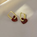 Red Heart Hoop Earrings