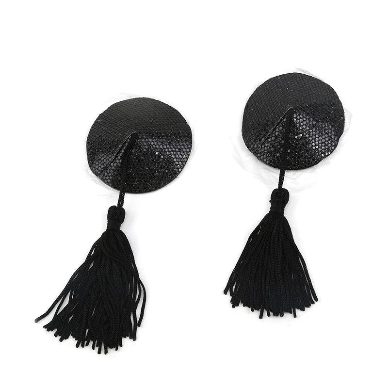 Sex Product Chest Stickers Sexy Sequin Nipple Covers With Tassels Heart Round Lace Shape Nipple Stickers Pasties Wholesale
