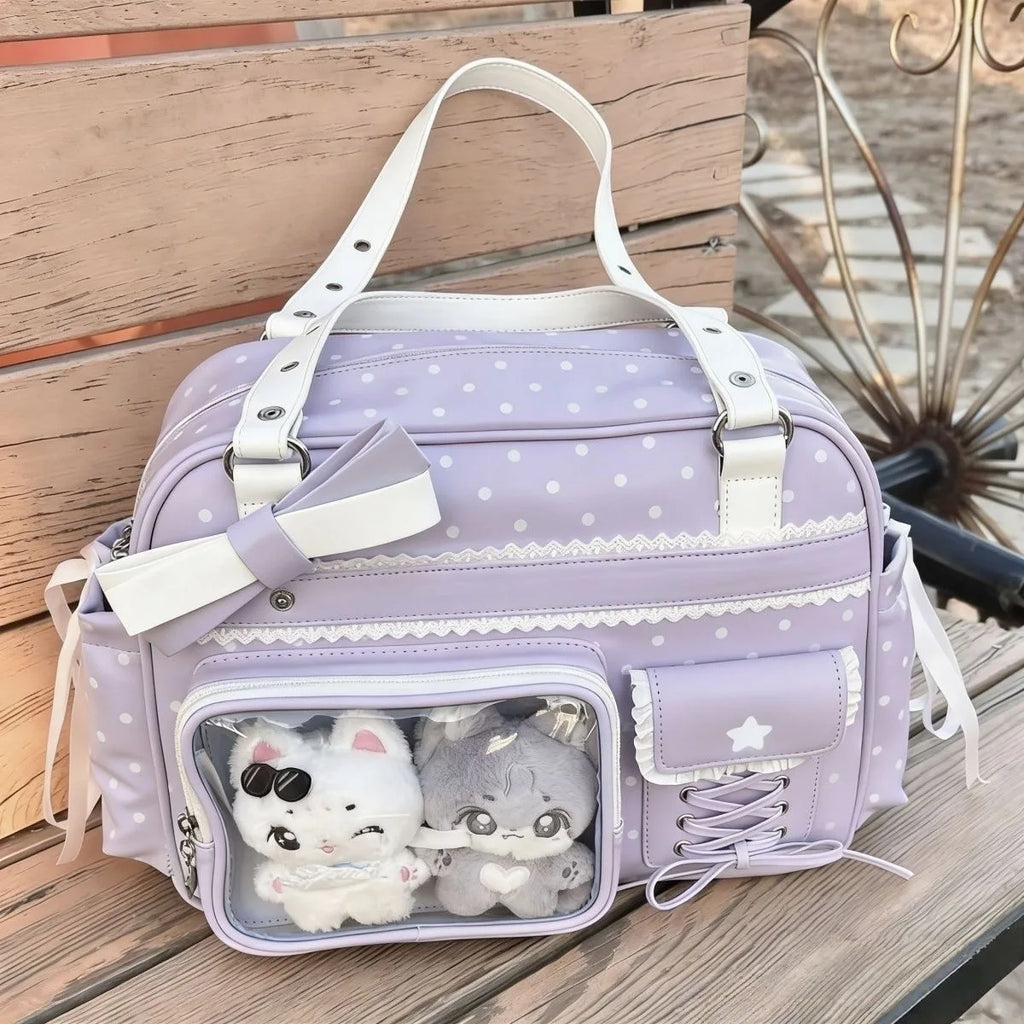 Color Block Polka Dot Transparent Ita Bag