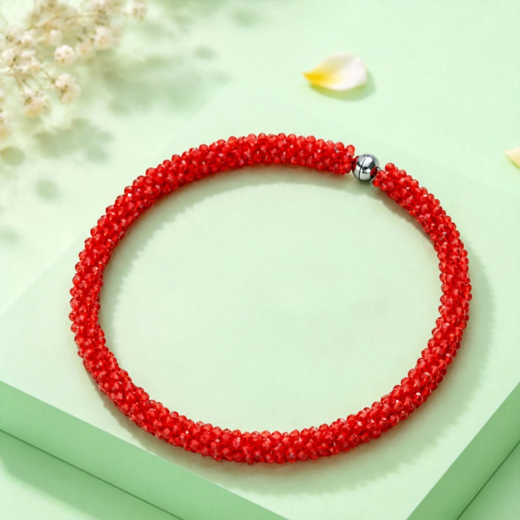 Exaggerated Beaded Choker Necklace Design Bead Chain Magnetic Lock Necklaces for Women Fresh Boho Sweet Neck Jewelry Gift