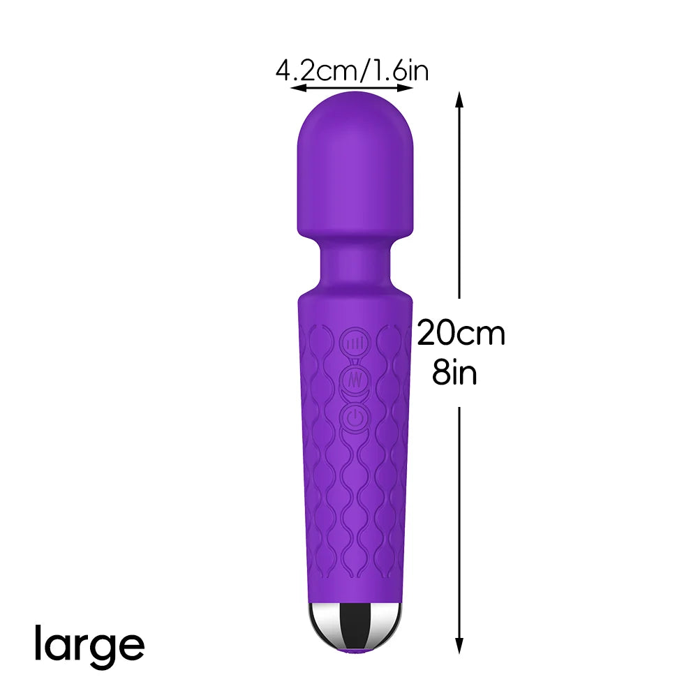 Waterproof Rechargeable Wand Vibrator – 20 Modes/8 Speeds