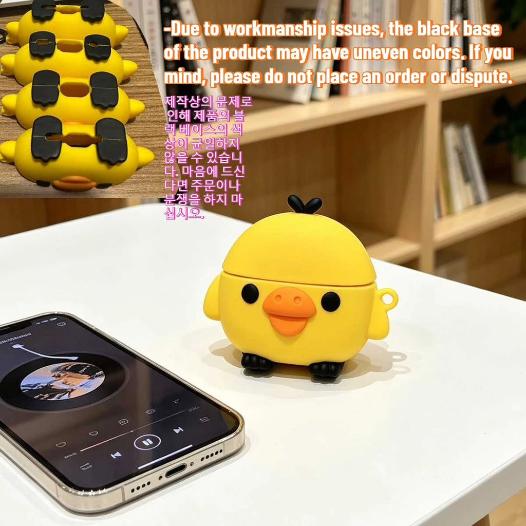 Kawaii 3D Yellow Chick AirPods Case, Soft Silicone Shockproof Protective Cover, Cute Cartoon Earphone Case For AirPods Pro 2/3/4