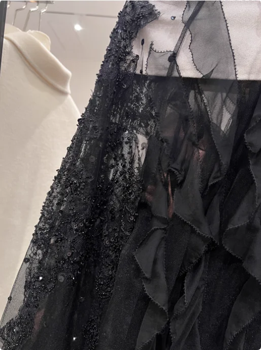 Sexy Ladies Transparent Shirt Fashion Women's Silk Blouse High Quality Summer Chiffon Shirt With Ruffles