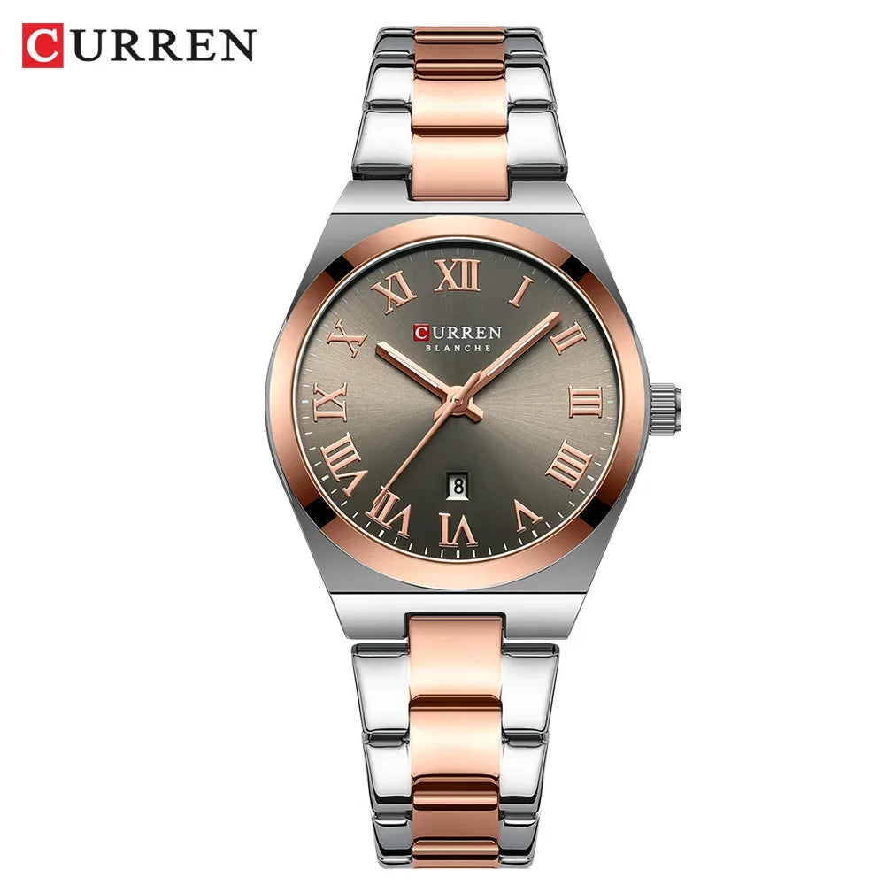 Women's Silver Stainless Steel Date Dress Watch