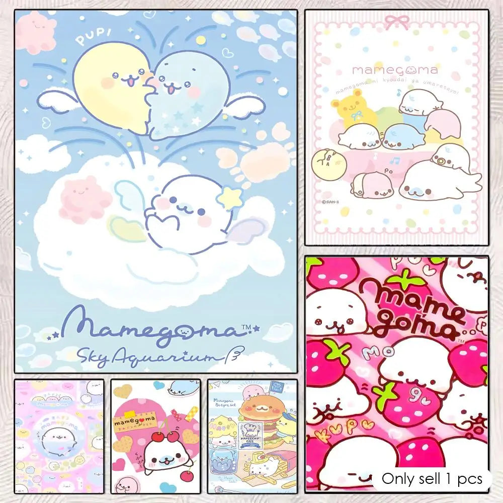Mamegoma Kawaii Self-Adhesive Wall Poster
