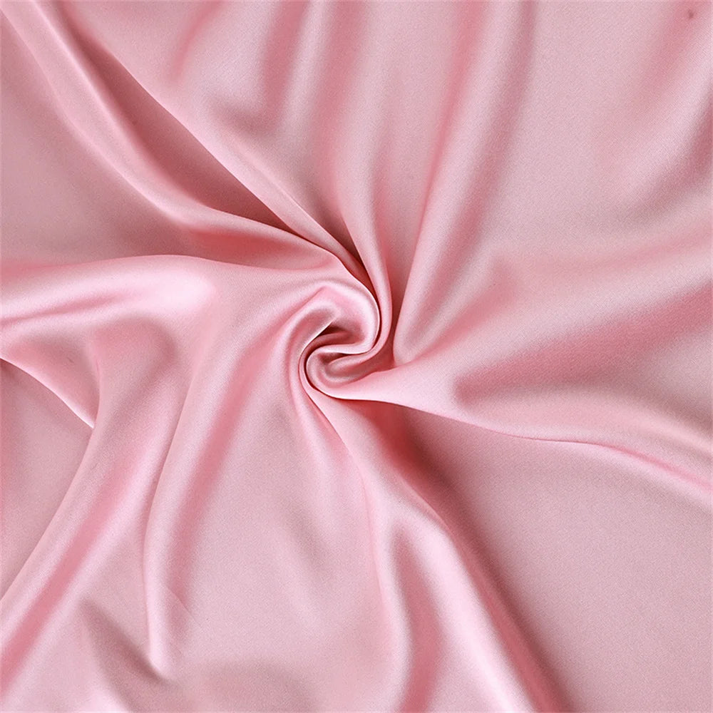 Pink Elegant Satin 3 Piece Women's Pajamas Set Sexy Lace High Waist Skirt Long Robe Included Bra Top Loungewear Home Wear