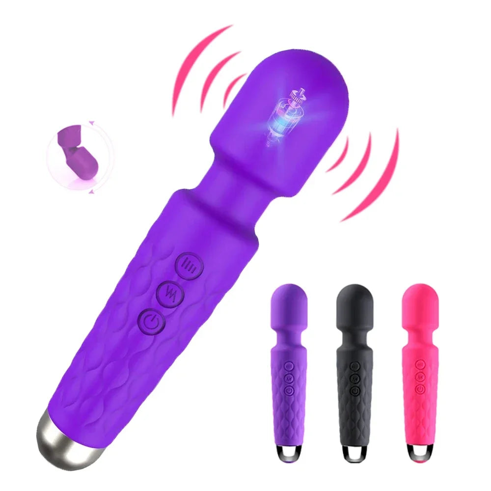 Cordless Rechargeable Wand Body Massager – 20 Modes/8 Speeds