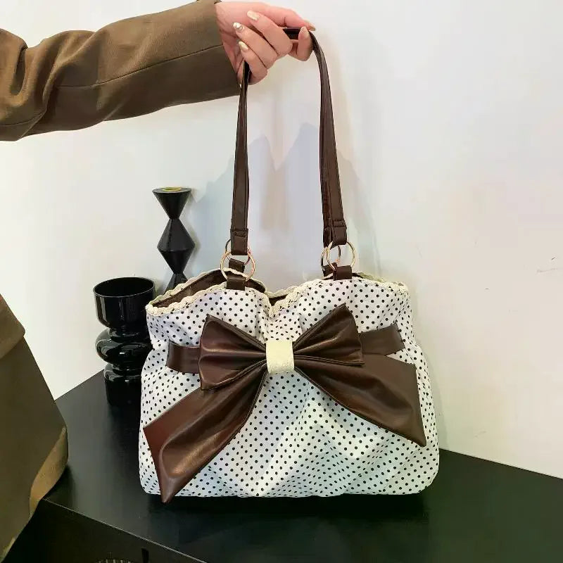 Vintage Polka Dot Bow Shoulder Bag
