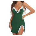 Lingerie for Women Sexy Night Gowns Lace Trim Sleep Dress V Neck Babydoll Chemise Dress Side Split Nighty