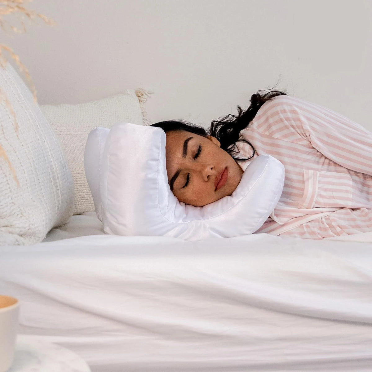 Contoured Face Sleep Pillow with Satin Pillowcase