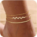 Ankle Bracelets for Women Girls Waterproof Boho 14K Gold Plated STAINLESS STEE Bead Satellite Layered  Anklets Set jewelry Gifts
