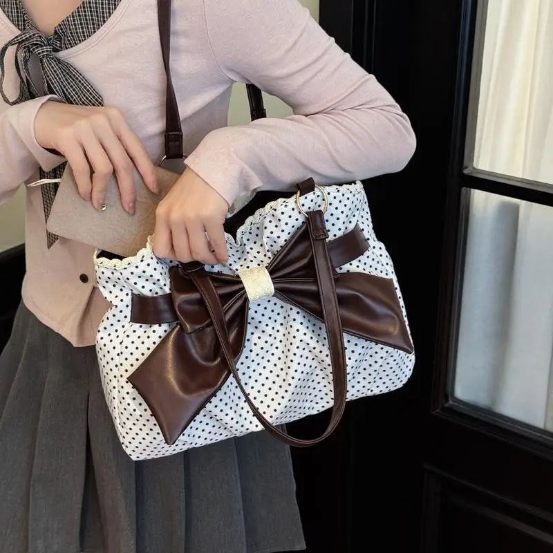 Vintage Polka Dot Bow Shoulder Bag