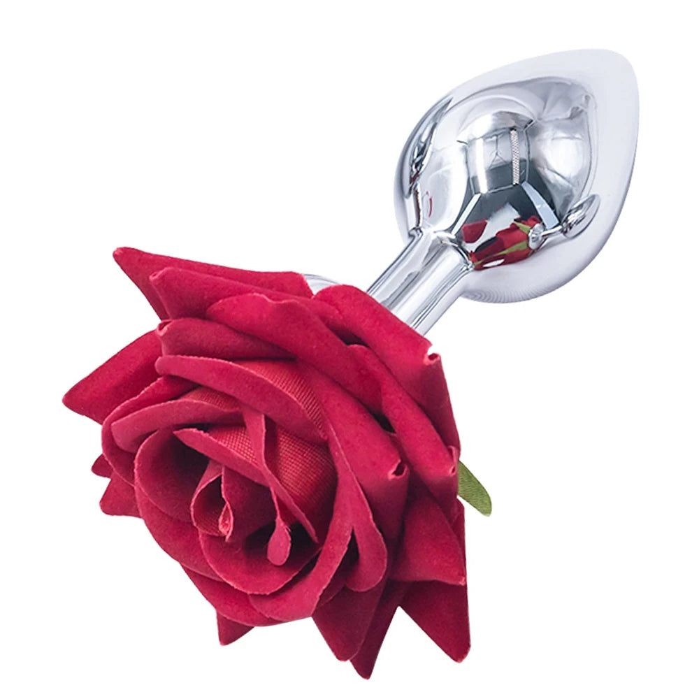 Waterdrop Stainless Steel Anal Plug with Rose Base