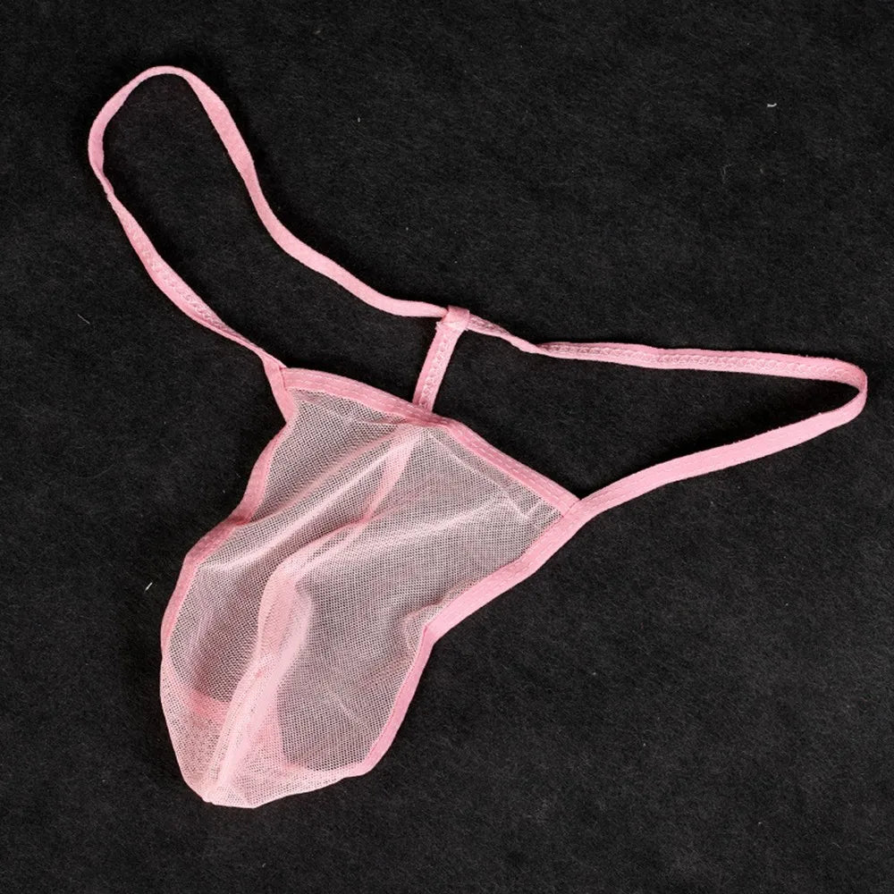 Men's Sexy Liquid Stretch Thong - See-Through Mesh Cut G-Strings, Sultry Panties Underwear