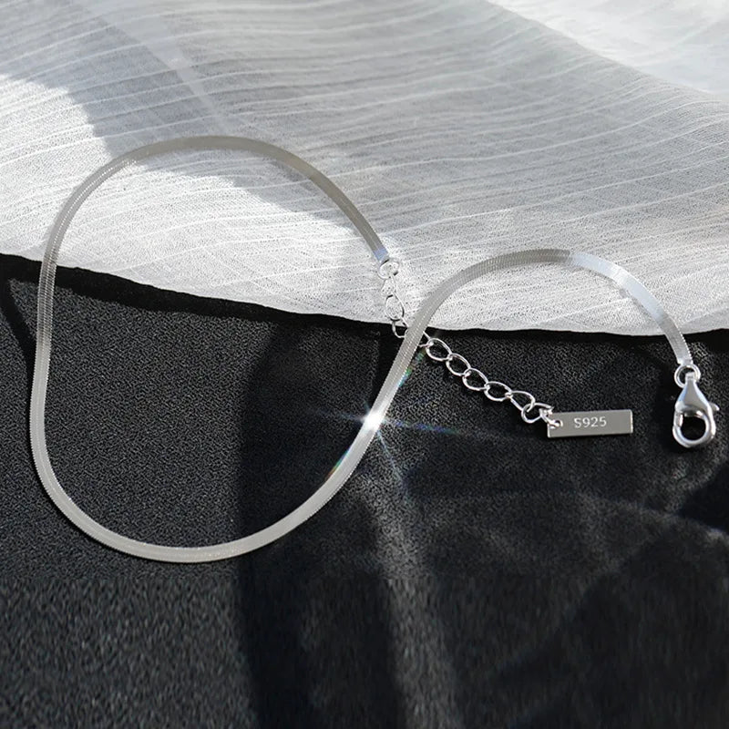925 Sterling Silver Snake Bone Anklet Exquisite Temperament Sexy Anklet Long Anklet Sparkling Footchains Birthday Gift Jewelry